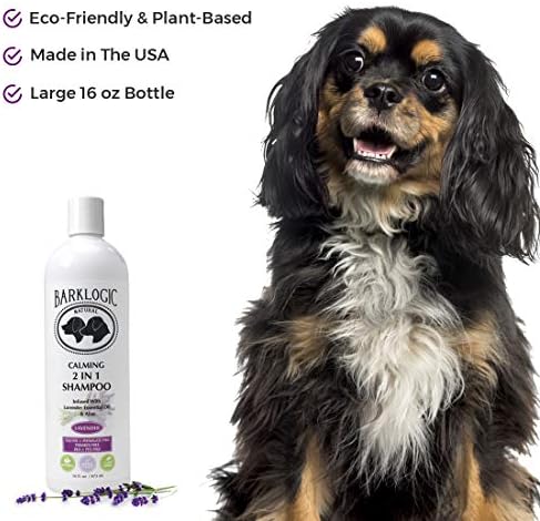BarkLogic Plant Based 2 in 1 Dog Shampoo and Conditioner, Lavender, 16 fl oz - Grooming Essentials for A Quality Coat - No Parabens, No Phthalates, No Sulfates, No DEA & PEG, Safe & Vegan