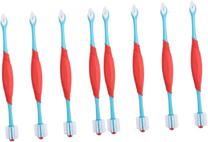 FRCOLOR 8pcs Double-Head Dog Toothbrush Pet Hair Cleaner Brush Soft-bristles Puppy Toothbrush