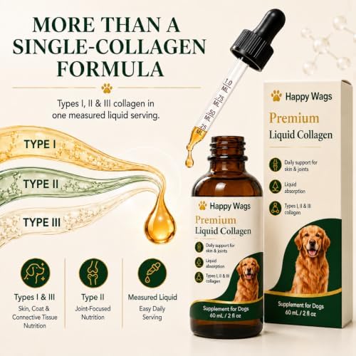 Happy Wags Premium Liquid Collagen for Dogs, Joint Care, Skin & Coat, 1PCS