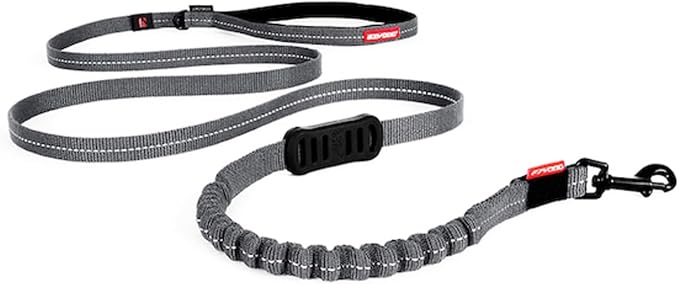 EzyDog Zero Shock Lite - Bungee Dog Leash, for Small Dogs - 72", Gray | Shock Absorbing, Padded Neoprene Grip, Reflective Stitching, Strong for Pullers, .5" Soft Touch Webbing for Durability