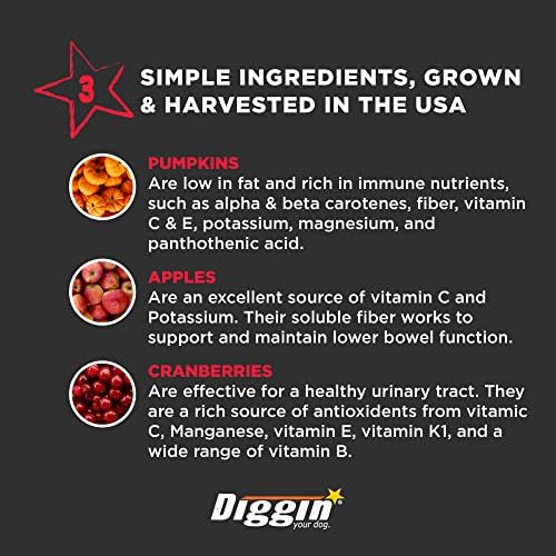 Diggin’ Your Dog Firm Up Pumpkin for Dogs & Cats with Cranberry, 100% Made in USA, Pumpkin Powder for Dogs, Digestive Support, Apple Pectin, Fiber, Healthy Stool, 4 oz