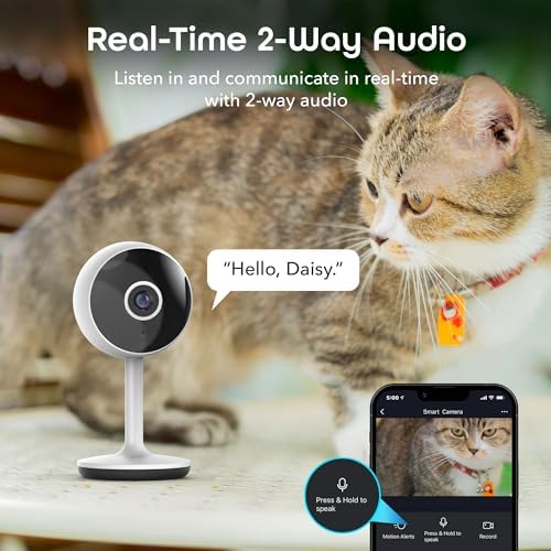 Geeni Vivid Indoor Smart Security Camera – HD Live Stream Camera for Indoor Home Monitoring with Night Vision, 2-Way Audio, Flexible Mount, Micro SD Slot, Motion Detection & App Control – 2Pack, White