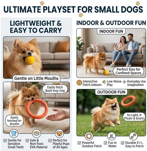 Small Dog Ball with Strap, Floating EVA, Orange