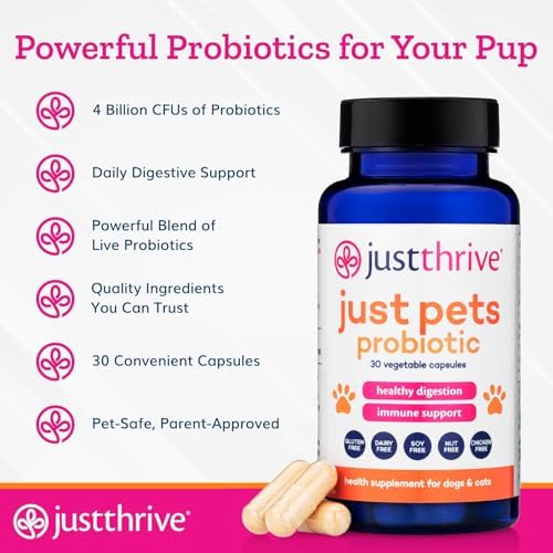 Just Thrive Just Pets Probiotic for Dogs & Cats Digestive Health Support