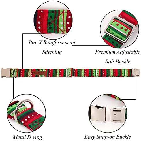 Lionet Paws Christmas Dog Collar with Bowtie, Dog Bowtie Collar with Metal Buckle for Dogs, Adjustable Comfortable Dog Collar Girl Boy Gift, XL, Neck 16-26 in