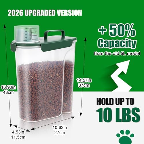TBMax 10 Lbs Cat Dog Food Storage Container, 10 Lbs, Green
