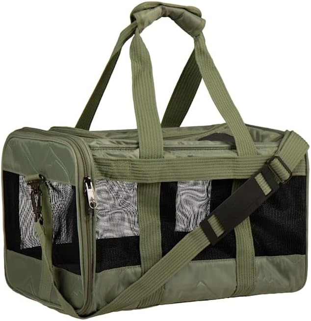 Sherpa Deluxe Guaranteed On Board Soft-Sided Dog & Cat Carrier, Green, Medium