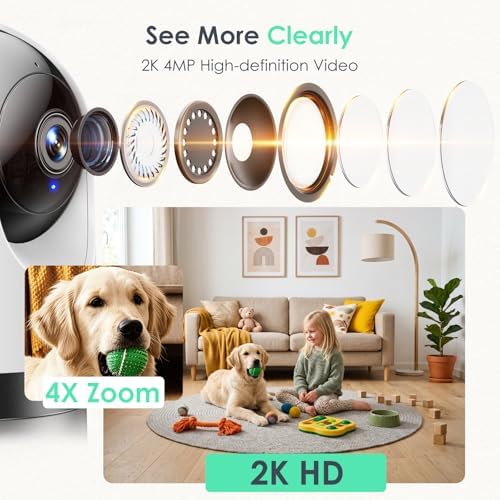 YOTON 2K Indoor Camera, 5G Wi-Fi Baby Monitor Pet Camera w/Motion Tracking