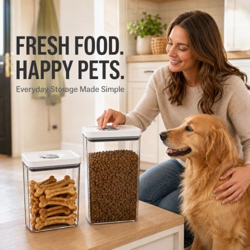 UFORU Dog and Cat Food Storage Containers, 3.1 and 4.4 Qt Airtight 2-Pack