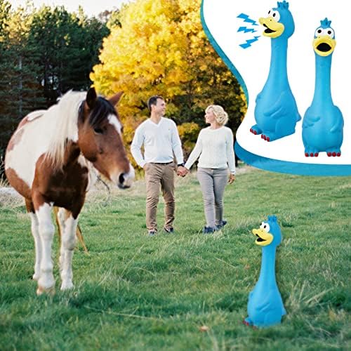 Hungdao 1 Pcs Horse Toys Latex Squeaky Squeeze Chicken Squeak Turkey Balls for Play Fake Screaming Chicken Toys for Horses Soccer Ball for Reduce Separation Anxiety Noise Maker (Blue)