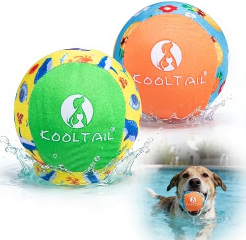 KOOLTAIL Floating Dog Pool Toy, Bouncing Water Toy, Green & Orange