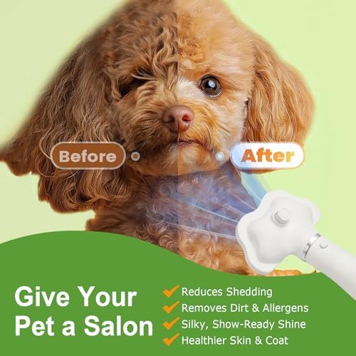 Professional Pet Grooming Dryer Brush – 3-in-1 Dog Blow Dryer with Slicker Brush, Adjustable Temp, Overheat Safe, Salon Quality