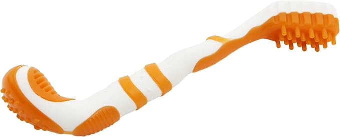 Pet Life ® 'Denta-Brush' Silicone and Rubber Teeth Cleaning and Gum Massaging Pet Toothbrush and Chew Dog Toy