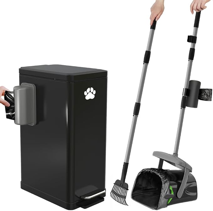 Pupzle Large Dog Poop Trash Can with Pooper Scooper and 55 Poop Bags