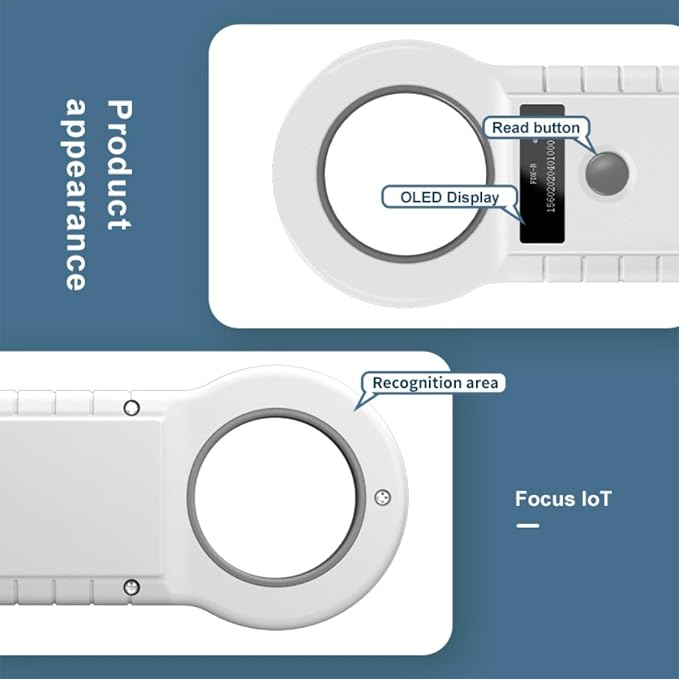 Animal Microchip Scanner 134.2KHz/125KHz Pet Reader for Dogs Cats | 15 Digit Pet Scanner with ISO11784/11785 FDX-B Support, Fast Reading for Animal Microchips, Dogs, Cats and Other Pets