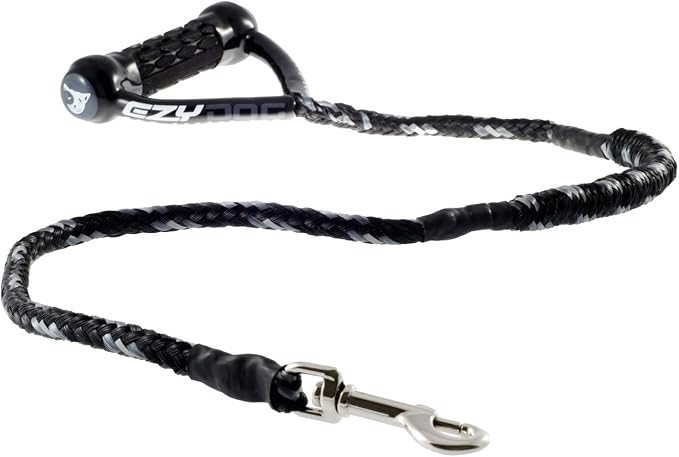 EzyDog Cujo, Short Shock Absorbing Bungee Dog Leash - 40", Black | 6 Inches of Stretch, Short Leash Gives More Control Over Heavy Pullers, Pyramid Pull System, Comfortable Handle