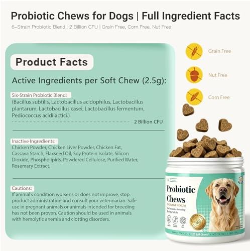 Probiotics for Dogs, Dog Probiotics for Digestive Health, Relieve Diarrhea, Promote Gut and Immune Health, Plus Pumpkin and Papaya, Promote a Balanced Gut Microbiome & Improve Coat Condition