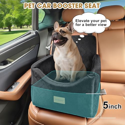 JOEJOY Dog Car Seat, Small/Medium Under 35 lbs, Memory Foam Booster, Black