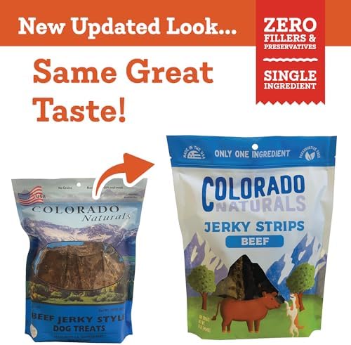 Colorado Naturals Beef Jerky Strips Dog Treats, 16 oz – All-Natural, Made in USA, No Fillers or Preservatives – Great for Muscle Development