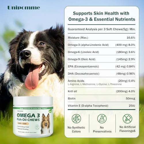 Dog Allergy Relief Chews - Omega 3 Fish Oil Skin and Coat Supplement - Dog Itching & Ears Relief - Reduced Shedding, Seasonal Allergies Dry Skin Itchy Paws Hot Spots Treatment