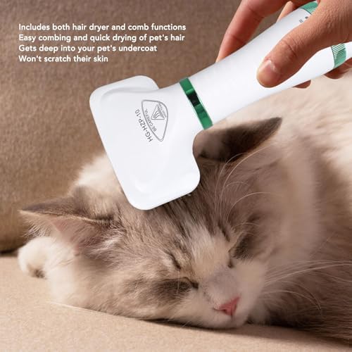 Pet Hair Dryer, 2 in 1 Multifunctional Dog Hair Dryer with Slicker Brush, Adjustable Air Speed Dog Blow Dryer Pet Grooming Hair Dryer for Small and Medium Dogs Cats to Use