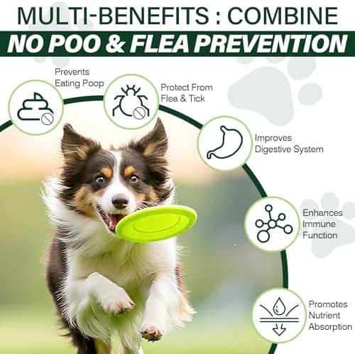 2 in 1 Control Coprophagia & Flea Tick Supplement-200 Chews Flea and Tick Prevention Chews-Natural Soft Treats with Digestive Enzymes Probiotics