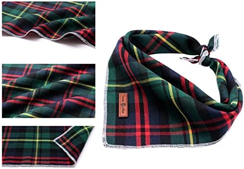 Lionet Paws Christmas Dog Bandana Washable Cotton Handkerchief Scarf Triangle Green Bandanas for Small, Small (Pack of 1), Small, Green