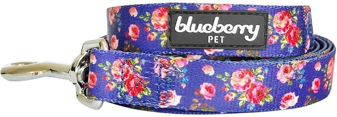 Blueberry Pet 9 Patterns Durable Spring Scent Inspired Rose Print Irish Blue Dog Leash 5 ft x 5/8", Small, Leashes for Dogs