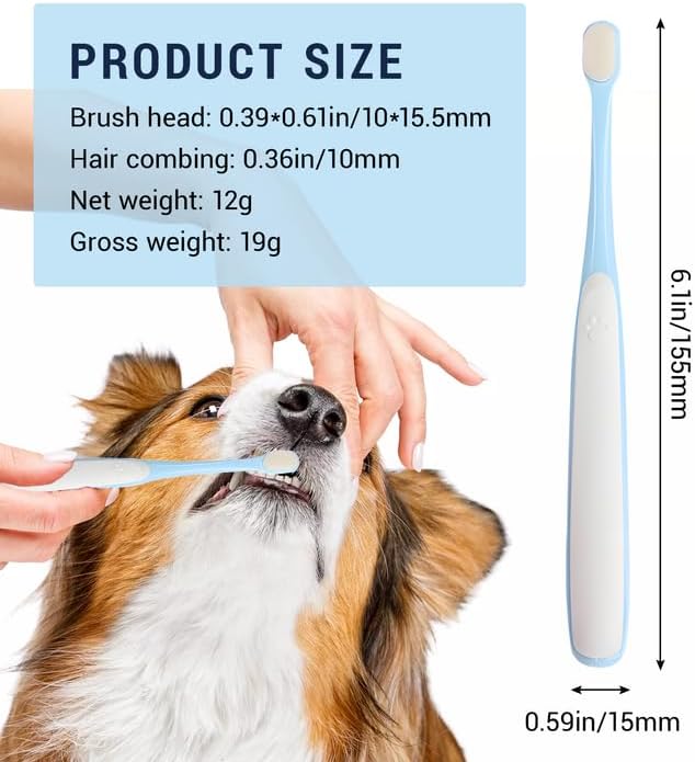 Pet Toothbrush Set for Small Dogs and Cats, 4 Pack Micro Head with Soft Bristles