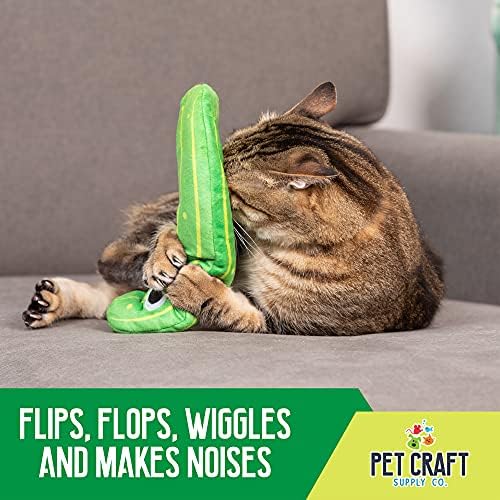 Pet Craft Supply Wiggle Pickle and Shimmy Shark Flipper Flopper Interactive Electric Realistic Flopping Wiggling Moving Fish Potent Catnip and Silvervine Cat Toy, Multi (8727)for All Breed Sizes. | Electric Fish Toy with Realistic Flopping Motion, Fill...
