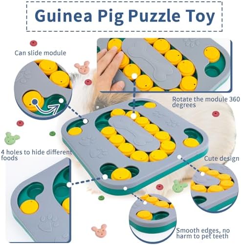 Guinea Pig Foraging Treat Puzzle Box, Large Rabbit Hide Treats Snuffle Box Bunny Toys, 4 in 1 Interactive Treat Dispenser for Rabbits, Bunny, Guinea Pig, Dog Mental Stimulation