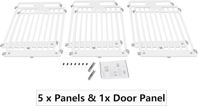 Dog Playpen with Door, 32 Inch Tall Dog Playpen, 6 Panels White Plastic Pet Safety Fence, Puppy Playpen Dog Pen with Suction Cup, Indoor Pet Exercise Pen, Small Medium Dog Fence, 51.2x25.6x31.5in
