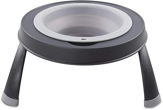 Dexas Pets Single Elevated Pet Feeder/Pet Bowl, I.5 Cup Capacity, Light Gray, Small