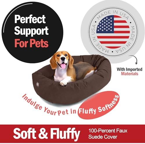 Majestic Pet Suede Calming Dog Bed, 32 Inch Medium, Washable, Chocolate