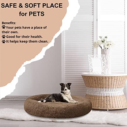 SAVFOX Calming Donut Dog Bed, 54", Brown