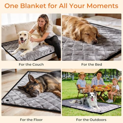 URPOWER Hard Bottom Dog Car Seat Cover - Back Seat Extender with Blanket