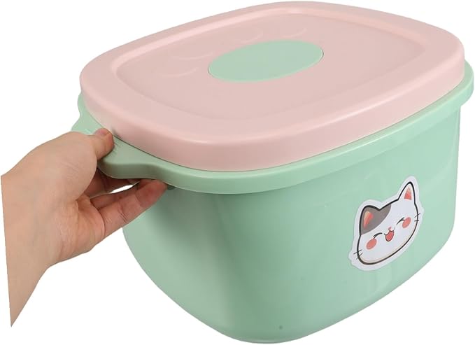 COLLBATH Pet Food Storage Barrel with Airtight Vacuum Seal Lid Plastic Container for Cat, Light Green