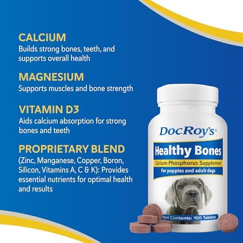 Doc Roy's Healthy Bones Calcium & Phosphorus Chews for Dogs & Cats, 100ct