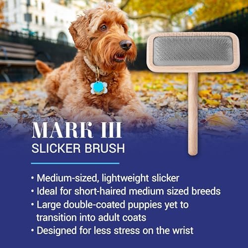 Chris Christensen Mark III Slicker Brush for Dogs, Medium, Stainless Steel, Brown