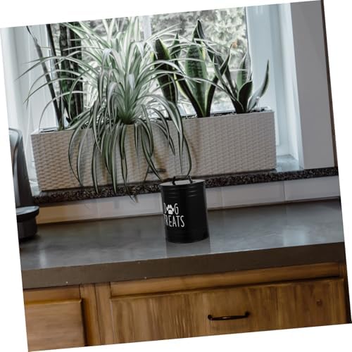 KICHOUSE Dog Food Storage with Airtight Metal Lid Treats Holder for Food Bin Space-saving, 1-Pack, 1 Count, iron, Black