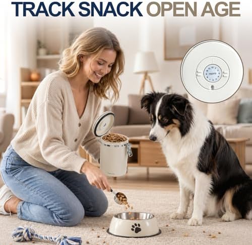 Dog Treat Container Airtight with Lid and Scoop - Stainless Steel Pet Treat Jar for Dog Cat Training Treats Storage - Moisture Proof Canister Keeps Treats Fresh (1.8L)