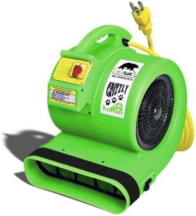 B-Air Grizzly Gp-1 1 HP Air Grizzly Mover Carpet Dryer Floor Fan for Water Damage Restoration Equipment & Pet Cage Dryer Green