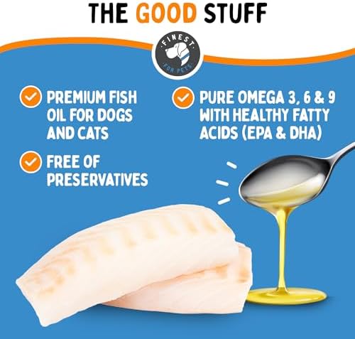 100% Pure Fish Oil for Dogs & Cats (1,545mg Omega 3 per Teaspoon) 32oz. Loaded with EPA & DHA for Joints, Skin & Coat, Itching, Heart & Immune Health. Stronger Than Salmon Oil. Unflavored Omegease.