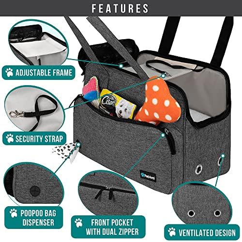 PetAmi Small Dog Purse Carrier, Airline Approved, Soft-Sided Tote, Dark Gray