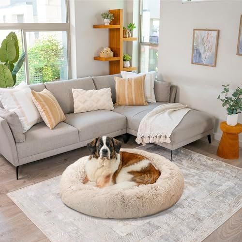 Best Friends by Sheri Original Calming Donut Dog Bed, Taupe, XL, 45"