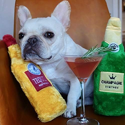 ZippyPaws Happy Hour Crusherz for Small, Medium & Large Dog- Spirits 3-Pack | Interactive Dog Toys to Keep Them Busy, Squeaky Plush Pet Toy for All Breeds, Drink Themed Crinkle Water Bottle Toy