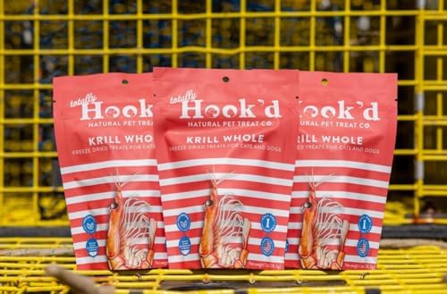 Totally Hook'd Freeze‑Dried Single‑Ingredient Treats, High‑Protein Omega-3 Training Snack for Dogs & Cats (1 Ounce, Krill)
