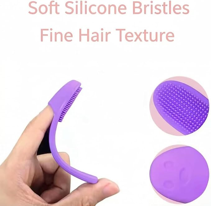 3-Pack Silicone Finger Toothbrush, with Soft Mane and Smiling Face Design, Easy to Grip Finger Toothbrush for Small Dogs and Cats (Pink, Blue, Purple)