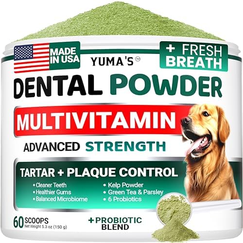 Dog Dental Powder, Breath Freshener with Multivitamin, Dog Teeth Cleaning | Bad Breath & Tartar and Plaque Off Remover for Dogs Probiotics lab co, Pet Oral Care - Vitamins and Supplements