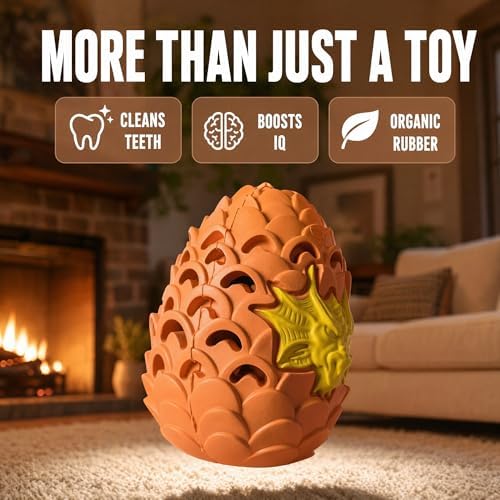 Dragon Egg Dog Chew Toys for Power Chewers - Toughest Indestructible | Treat Dispenser for Medium Large Aggressive Heavy Chewers, Interactive Puzzle, Easy Clean